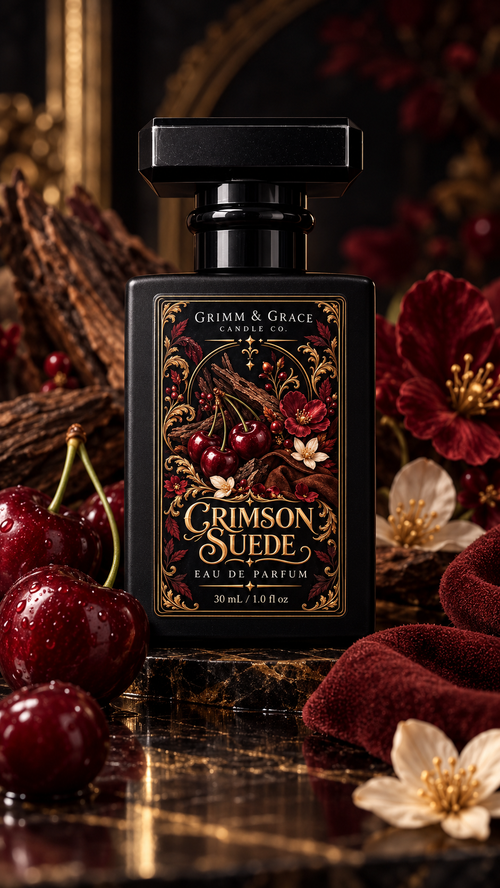 Crimson Suede eau de parfum bottle by Grimm & Grace Candle Co. — image 2